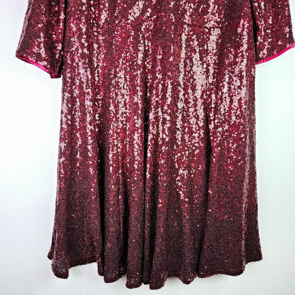 Torrid Red Full Sequin Cocktail Holiday Party Midi Skater Dress, Sz 0 - Picture 5 of 10